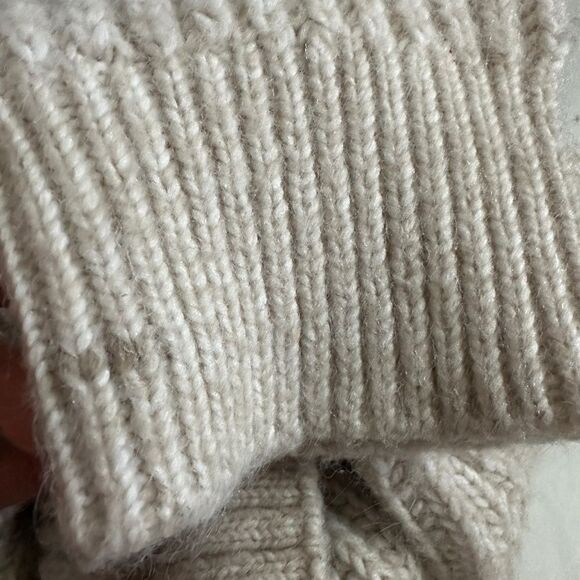 Calvin Klein Neutral Beige Chunky Knit Mockneck Popcorn Sweater - Picture 4 of 8